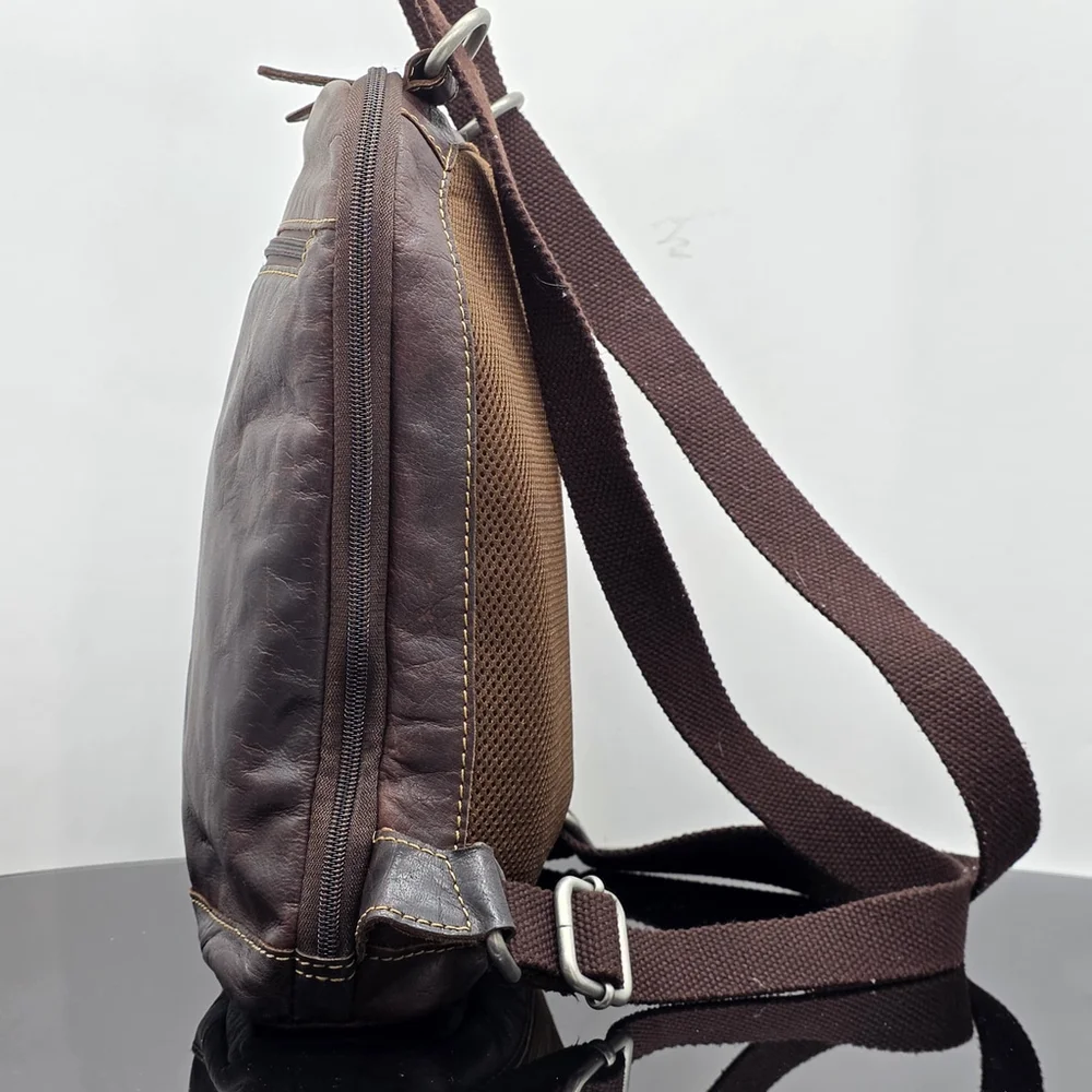 Americana Workwear Jack Georges Sling Bag Unisex 12″×11″ Dark Brown Leather